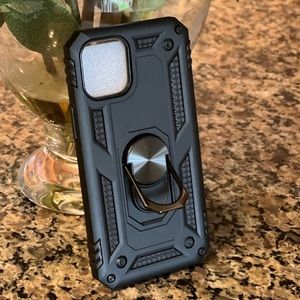 iPhone 12 Phone Case, Black with Ring Holder